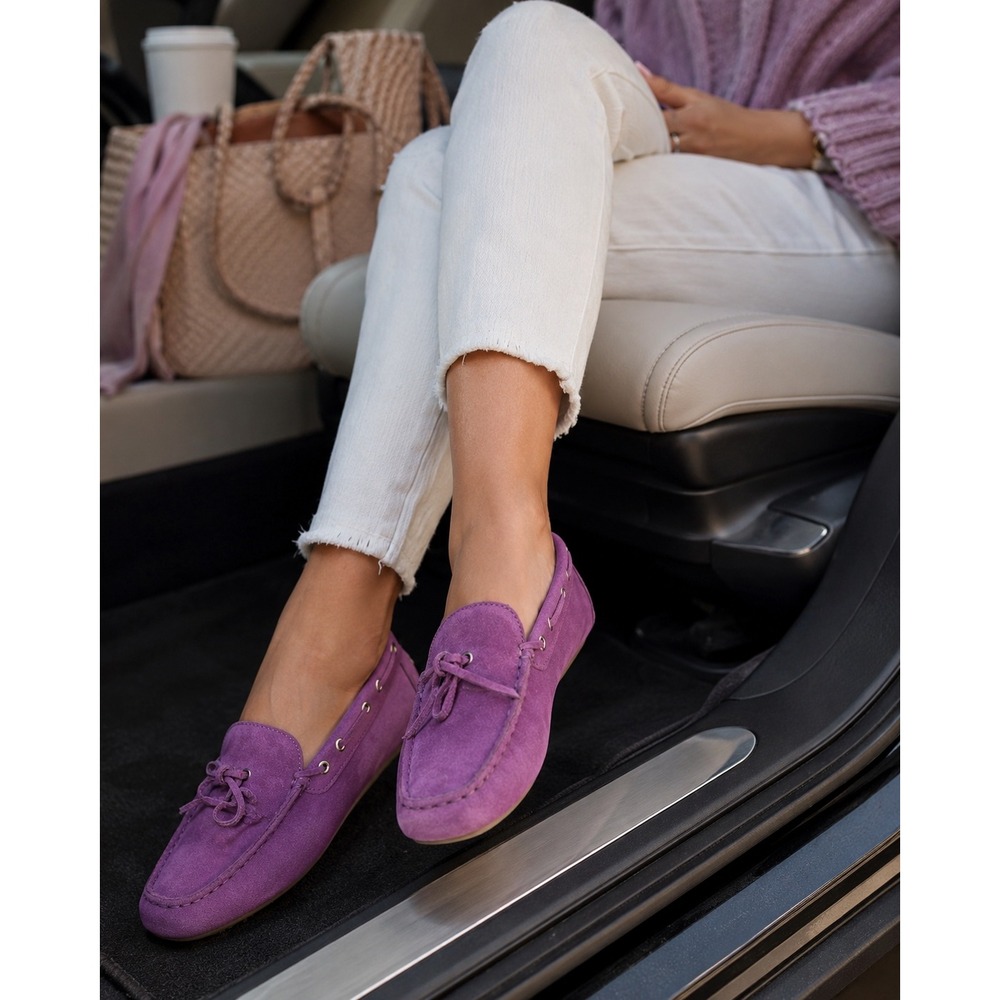 Lands End Moccasins 8.5B Purple NWOB Suede Driving Loafers Preppy Classic Boho